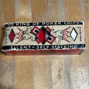 Vintage Poker Chips Box with Red & Black Design